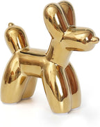 Notakia Large Golden Cute Ceramics Balloon Dog Statue Crafts Living Room Desktop Decorations,Handmade Modern Small Ceramic Animal Statue Ornament Home Decor Accents