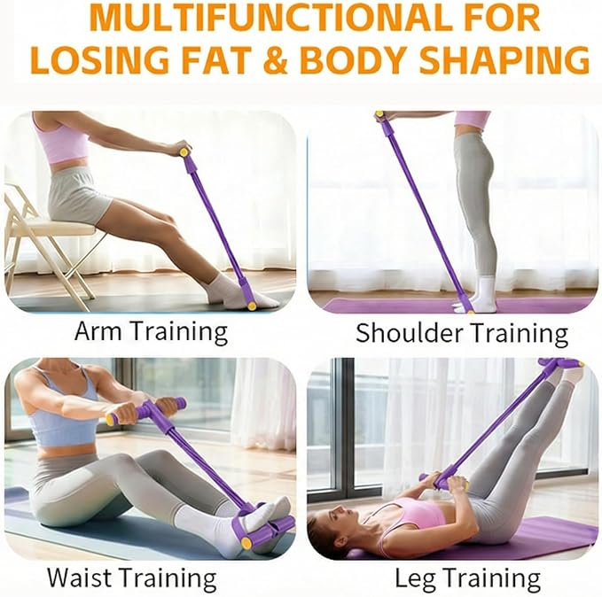 Pedal Resistance Bands with Handles for Women, 6-Tube Durable Pedal Exerciser for Home & Office Workout, Natural Rubber Resistance Band for Full Body Toning, Training Abdomen, Waist, Arms & Legs
