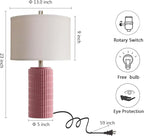 AIEAMPDO 23" Set of 2 Pink Modern Farmhouse Ceramic Table Lamps for Bedroom | Modern Farmhouse Nightstand Table Lamps For Living Room, End Table And Entryway, 2 LED Bulbs Included