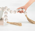 OMISHE Extra Large Wood Bead Garland Rustic White with 1.6" Diameter Wooden Beads and Tassels, 41" Long Rustic Farmhouse Country Decorative Beads for Home Tray Decor, Rustic White