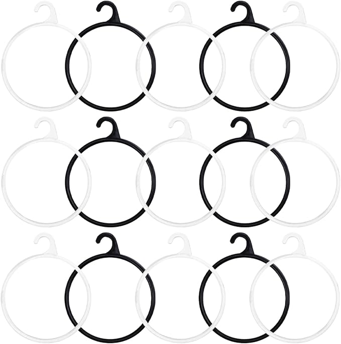 Ciieeo 40pcs Multifunctional Scarf Rack Organizer with Plastic Rings for Scarves Ties Belts Space Saving Closet Hanger for Shawls and Accessories Black Transparent