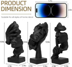 aboxoo Large Size 3 Pcs Thinker Statue, Silence is Gold, See No Evil Hear No Evil Speak No Evil Statues, Modern Resin Sculptures Decor for Living Room Home, Office, Study (Black)