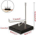 Hipiwe Adjustable Stainless Steel Arm Display Stand Easel with Wooden Base Rocks Crystal Display Easel Holder for Mineral Agate Gemstones Fossils Coral Geodes Plate and Photo, 3.1"x3.1"x4.9"