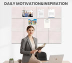 Large Cork Board Alternative 36" X 24" Bulletin Board - 6 Pack Removable Felt Wall Tiles with 20 pushpins, Large Cork Boards for Walls Cork Board for Office Pin Board Tack Board - Oatmeal