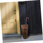 Wooden Umbrella Stand with Cane and Fan Storage Natural Wood Entryway Organizer Space-saving Design Capacity for Home Decor and Use and Versatile Umbrella Rack