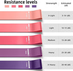 Resistance Bands for Working Out, 5-Pack Elastic Exercise Bands for Strength Training, Stretching, Workout; Home Gym Equipment for Women Men, Pilates Yoga Physical Therapy, Leg Glute Arm Exercise Kit