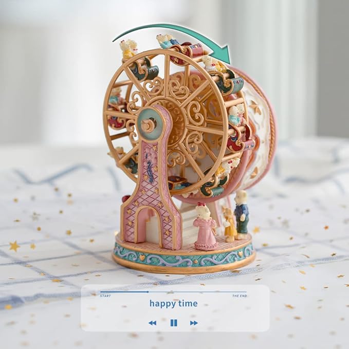 LOVE FOR YOU Gift Wrapped Music Box Bear Ferris Wheel Musical Decoration for Girls Kids Sister Son Daughter Mom Granddaughter Grandma Niece Children Women Christmas Birthday Presents Gifts