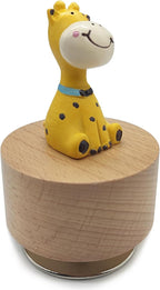 Mini Wooden Animal Rotary Music Box with Cute Giraffe Ornament (You are My Sunshine.)