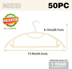 MIZGI Premium Velvet Hangers 50-Pack,No Shoulder Bump Hangers W/Tie Bar Ultra Thin Space Saving Non Slip Hanger Heavy Duty Felt Rounded Clothes Hanger for Sweaters,Coat,Jackets,Pants,Shirts