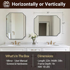 ANDY STAR Brushed Bronze Scalloped Mirror, 22"x30" Bathroom Vanity Mirror, Antique Scalloped Mirror in Premium Stainless Steel Frame, Timeless Shape with Unique Flair, Ideal for Home Remodel