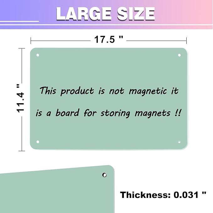 Green 2Pack Magnetic Board,17.5" x 11.4" Magnet Bulletin Board to Display Magnetic Notes, Poetry, Photos, Suitable for Wall, Refrigerator, Cabinet etc, Come with 4 Pcs Dual Lock Tape and Screws