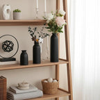 CEMABT Black Ceramic vase Set-3 Flower vases for Decor,Modern Boho Farmhouse Home Decor,Decorative vase for Pampas Grass&Dried Flowers,idea Shelf,Table,Bookshelf