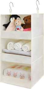 GRANNY SAYS 3-Shelf Hanging Organizer, Foldable Hanging Closet Storage, Hanging Shelves for Wardrobes & RV Closet, Beige, 29 ½" H X 12" W X 12" D, 1-Pack