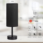 Dicoool Black Touch Bedroom Lamp with USB - 3 Way Dimmable Table Lamp for Bedroom, Nightstand Lamp with Black Charging Station for Desk Dorm, Office, Boy Kids Room, Small