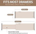 Drawer Dividers Organizer 9 Pack, Adjustable Separators 4" High Expandable from 11-17" for Bedroom, Bathroom, Closet, Clothing, Office, Kitchen (Beige, 9 PACK)