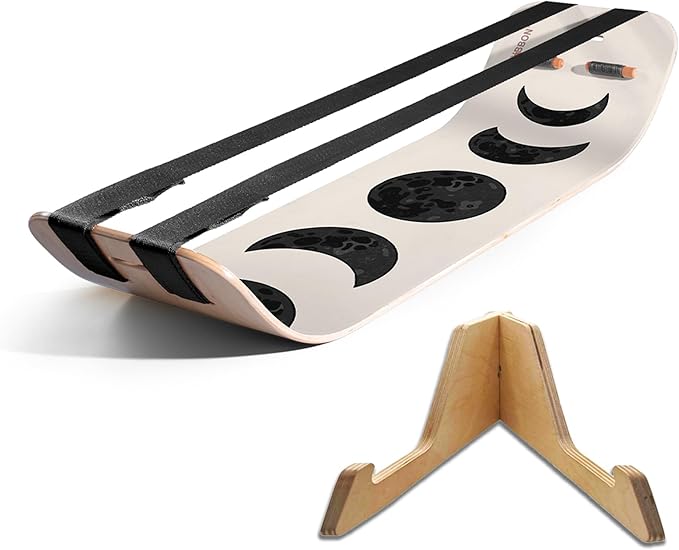 GIBBON SlackBoard Plus & Stand - 2-in-1 Slackline Balance Board for Adults - Workout Equipment Home Gym Training - Wooden Balance Trainer, Standing Desk Exercise, Yoga, Agility, Pilates, Core, Fitness