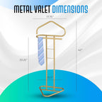 Kings Brand Furniture Kalblins Metal Suit Valet Stand, Clothes Rack, Clothing Organizer, Jacket Hanger (Gold)