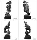 fazhongfa Thinker Statue - Silence is Gold Modern Decor Creative Abstract Art Figurine Resin Sculptures Decoration Room Home Study Office Figurines for Desktop Shelf Table Ornament (Silver)