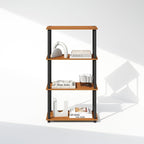 Furinno Turn-N-Tube Book Shelf, 4-Tier Bookshelf, Bookcase with Multipurpose Compact Display Rack, 11.6 x 23.6 x 43.2, for Living Room, Bedroom, Home Office, Light Cherry/Black