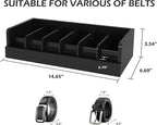 Belt Organizer for Drawer - Bamboo Belt Storage Organizer | Belt Rack for Closet Wall Mount Men Women Tie Sock Bra Scarf Ribbon (Black, 6 Grids)