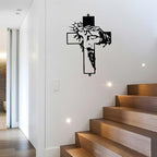 Goodangie00 Black Jesus Wall Cross Decor - 11.8" Metal Crucifix Wall Art Christian Hanging Decoration for Home Living Room, Church, Entryway, Prayer Room, Blessed Religious Easter Gift