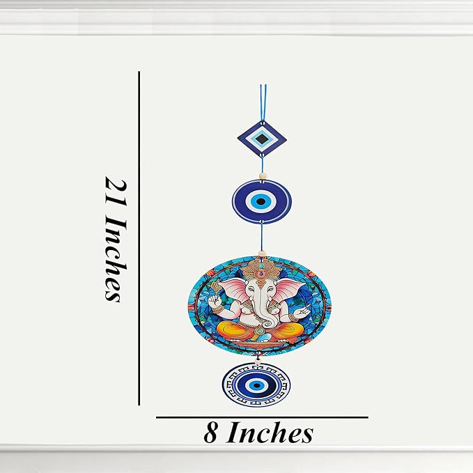 Decorative Bird Mobile Wall Hanging, Colorful Swallow Design with Flowers, Traditional Tattoo Style Art Evil Eye (Ganesh_JI_Hanging_D_2)