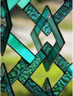 Unique Turquoise Stained Glass Suncatcher, Stained Glass Mobile, Window Hanging, Window Ornament, Wall Hanging, 5 "W x 18 "H, Art Suncatcher for Bedroom Home Decor