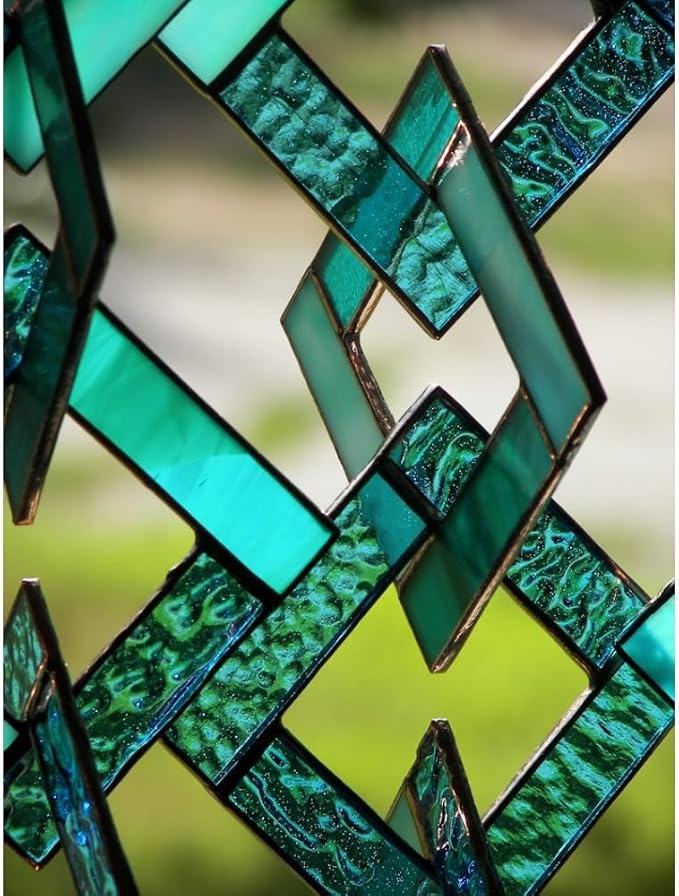 Unique Turquoise Stained Glass Suncatcher, Stained Glass Mobile, Window Hanging, Window Ornament, Wall Hanging, 5 "W x 18 "H, Art Suncatcher for Bedroom Home Decor