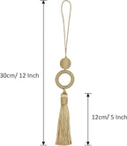 2 Pack Tassel 12 Inch Key Tassel with 4 Inch Cord Loop, Handmade Tassel with Wooden Ring, DIY Accessories for Home Decoration (Gold)