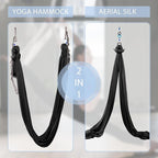 5.5 Yards Aerial Silks Yoga Swing Set - Aerial Yoga Hammock Kit Anti-Gravity Flying for Fitness, Low/Non Stretch Nylon Tricot Fabric Hardware Included for Dance
