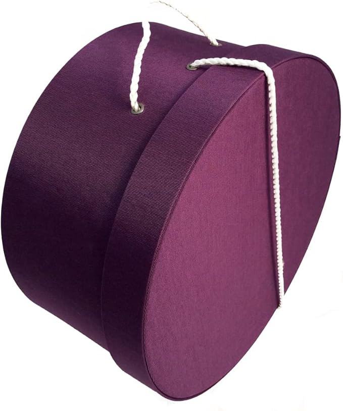 Sarah's Hat Boxes Classic Amethyst Hat Box – 21.5" x 11.5" (Dia. x Ht.) Handmade in USA – Odorless Non-Toxic Adhesive, Cording Handle – Premium Storage for Hats & Accessories