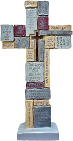 Imerance Inspirational Resin Standing Cross,12 Inch Christian Crucifix Wall Cross,Prayer and Transmission of Happiness With Love and Trust Catholic Decor,Catholic Gifts and Religious Gifts for Women