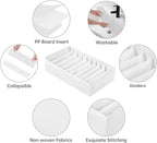 4 Packs T-shirt Drawer Organizers for Clothing,10 Grids Compartment Wardrobe Storage Box, Clothes Organizer for Folded Clothes, T-shirt, Legging, Silk Scarve-White