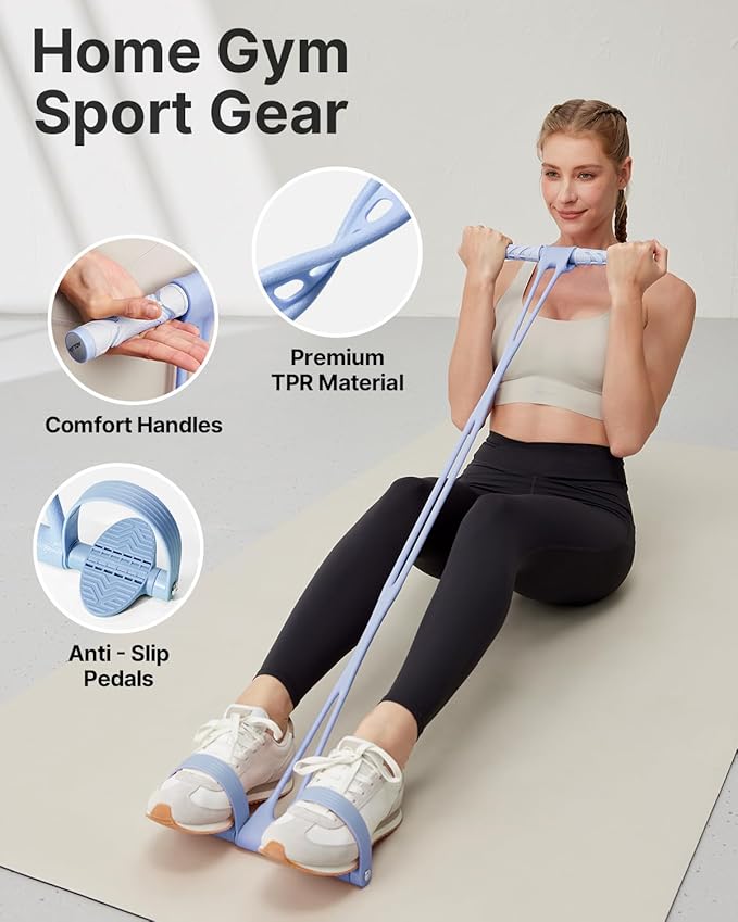 YOTTOY Pedal Resistance Band, Thick Elastic Tension Rope with Handles, Sit-Up Pull Rope Fitness Equipment for Leg, Arm, Abs, Waist, Home Gym & Yoga Training
