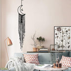 MOONFLY Black Moon Dream Catcher with Handmade Woven Cotton Macrame Wall Hanging Boho Home Decoration Ornament Craft Gift