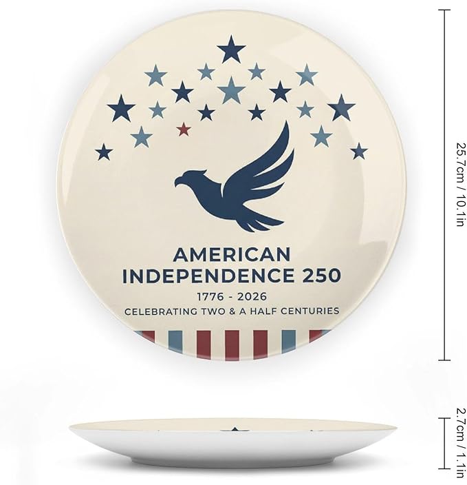 250th Anniversary Decorative Plates 10 Inch Patriotic Decorations Minimal Eagle Commemorative Plates with Stand Memorial Day 4th of July Veterans Day Home & Office