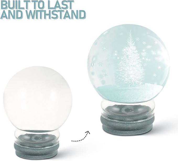 2pcs Glass Snow Globes: Clear Fillable Snow Water Globe Rubber Base Candy Bottle Jar for DIY Craft Home Christmas Winter Decoration 80mm