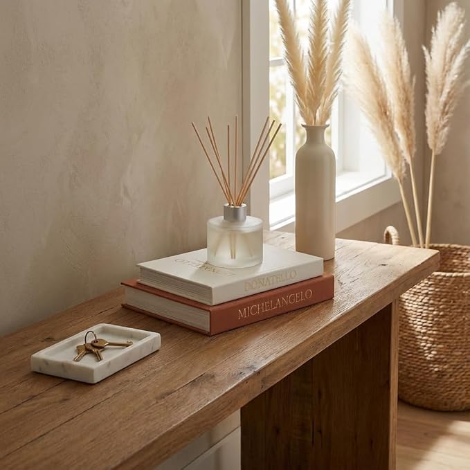 Aesthetic Faux Books for Home Decor (Set of 2) - Decorative Book Boxes with Hidden Storage - Ideal for Coffee Table, Living Room, Entryway & Bookshelf - Beige/Terracotta Linen