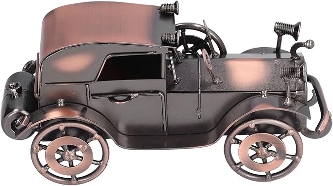 Vintage Car Model Metal Bronze Classic Exquisite Home Decorative Handicraft Ornament, Antique Car Decor for Living Room Office Shelf, Retro Toy Collectible Gift