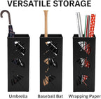 Okllen Metal Umbrella Holder, Square Umbrella Stand Rack for Entryway, 6.3" x 6.3" x 16.5", Black