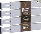 Bambüsi 4-Pack Bamboo Drawer Dividers - 2.6" High, 12.5"-17" Adjustable Drawer Organizers for Clothes, Expandable Dresser Separators in Bedroom/Bathroom/Kitchen/Office Organization and Storage (Grey)