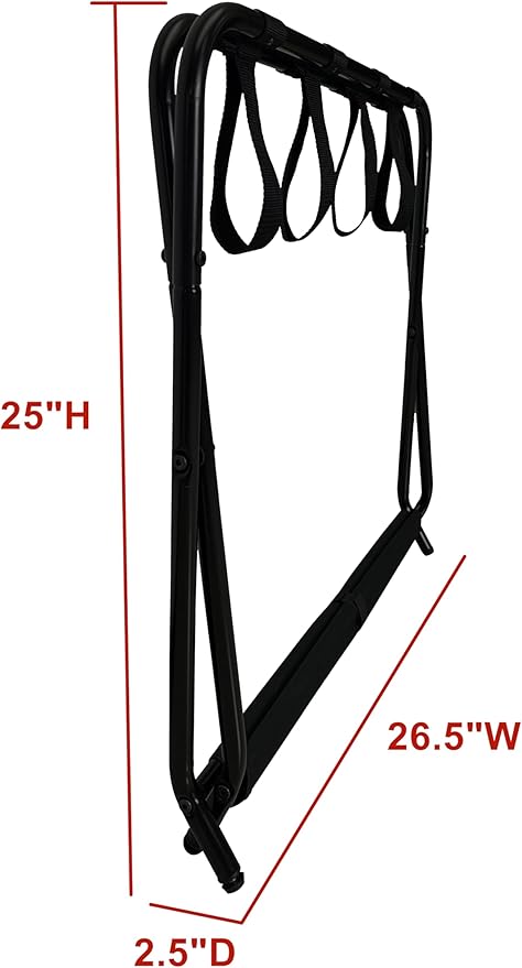 Kings Brand Furniture Shanon Folding Luggage Rack - Suitcase Stand With Storage Shelf - Folding Luggage Rack for Guest Room and Bedroom - Sturdy Portable and Stylish Metal Suitcase Stand - Black