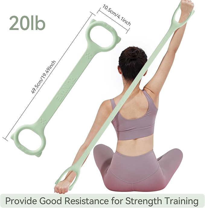 Figure 8 Workout Resistance Band - 3 Elasticities Optional 20 30 40lb, Thicker Durable Arm Back Shoulder Exercise Elastic Rope Yoga Straps Pilates Flexbands, Physical Therapy Stretch Bands