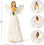 Hand-Painted Angel Figurine with Sunflower & Tree of Life Design - Collectible Sculpture for Retirement Gifts.