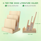 DOSTATNI 3 Tier Pine Wood Pamphlet Display Stand Brochure Holder 6 x 9 Literature Stand Postcard Holder Display Stand Flyer Holder Magazine Rack for Pamphlet Magazine Booklets Menu