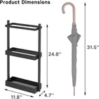 Umbrella Stand with Drying Stone, Steel Umbrella Holder Rack, Organizer for Entryway, Mudrooms, Office, Black