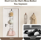 18 Pack Over The Door Hat Organizer for baseball caps | Multi-Functional Baseball Hat Rack for Closet | Wall Mounted Hat s torage organizer | 5 types of accessories cap holder stand w hooks ,Black