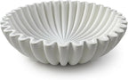 OAKOA Large Decorative Bowl - White Decorative Bowls for Home Decor - Organic Modern Home Decor Bowl - Concrete Ruffle Bowl Decor - Fluted Bowl - Scalloped Bowl