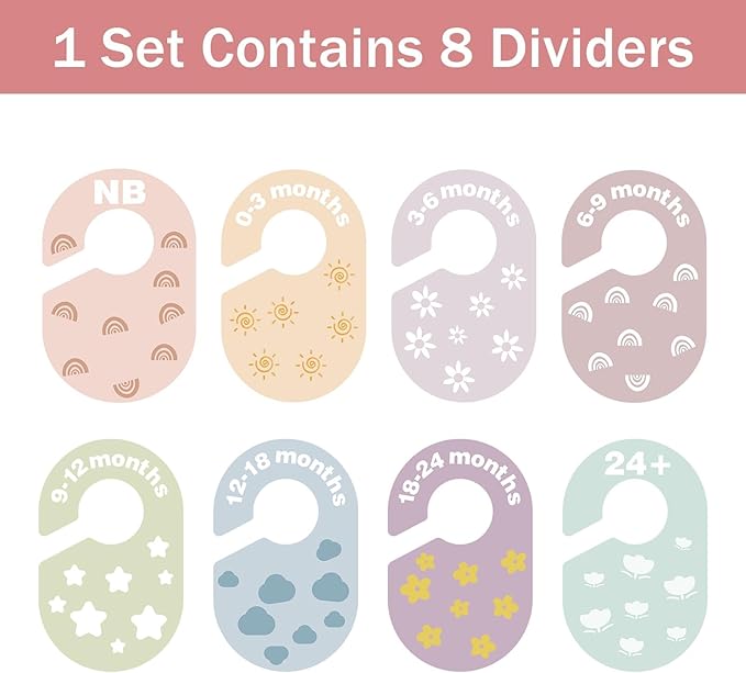 Baby Closet Dividers, Durable Plastic Baby Clothes Organizers for Nursery Closet, Double-Sided Dividers for Newborn to Toddler, Clothes Organizer by Size & Age (16-Pack)
