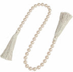 34 Inch Pearl Glass Bead Garland with Tassels - Elegant Boho Table Decor, Fringe Wall Hanging for Wedding, Party, Farmhouse Rustic Prayer Bead Home Decoration(1 Pack,Off White)
